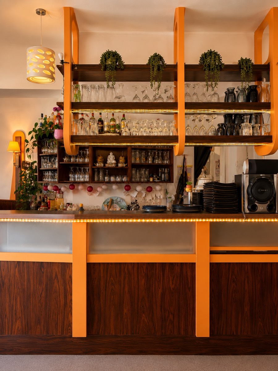 Restaurant ASIA – Bar mit Gläserregal